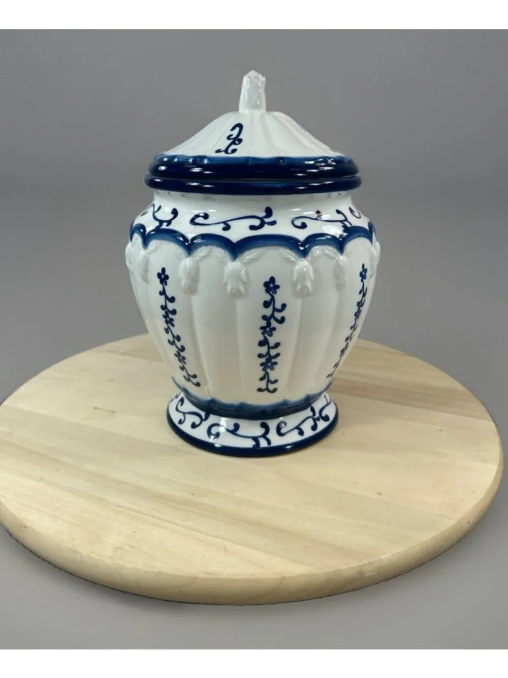 Heartfelt Kitchen Creations Blue & White Porcelain Lidded Ginger Jar Canister